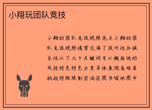 小翔玩团队竞技